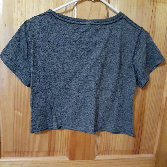 Distressed looking Juniors crop top gray white and black - Picture 4 of 4